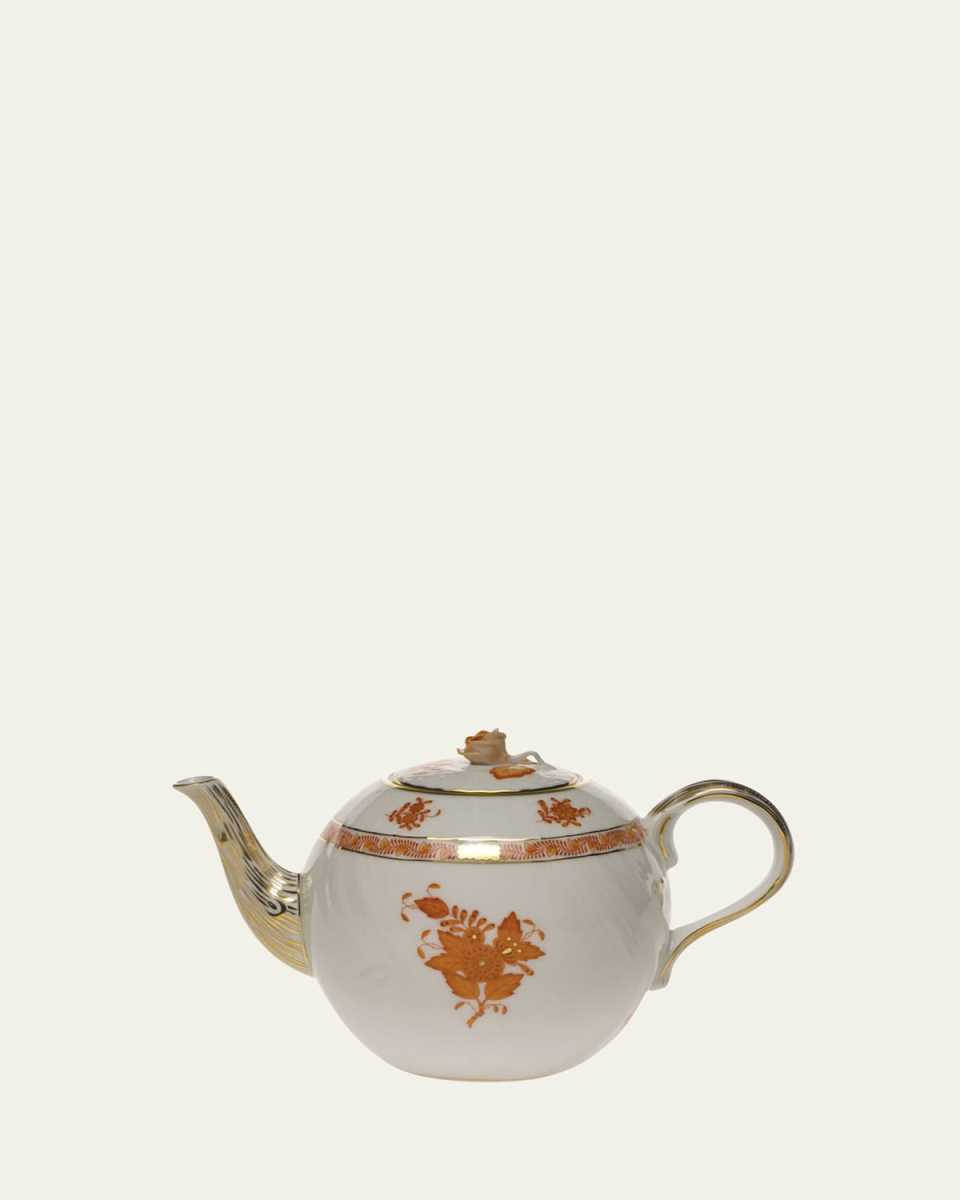 Chinese Bouquet Rust Teapot with Rose